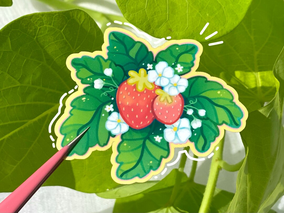 Strawberry Stickers | Waterproof Vinyl Glossy Stickers - Etsy
