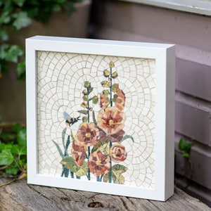 Marble Roman Mosaic Flowers Malvas Painting Illustration Mural Framed Print Wallart