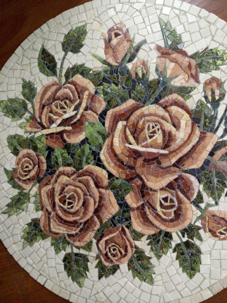 Marble Mosaic Handmade, Mosaic Roses, Painting Roses, Mosaic Flowers