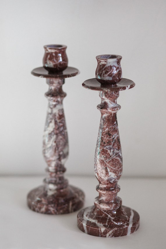 Marble Candlesticks Vintage Candle Holder Vintage Marble Etsy