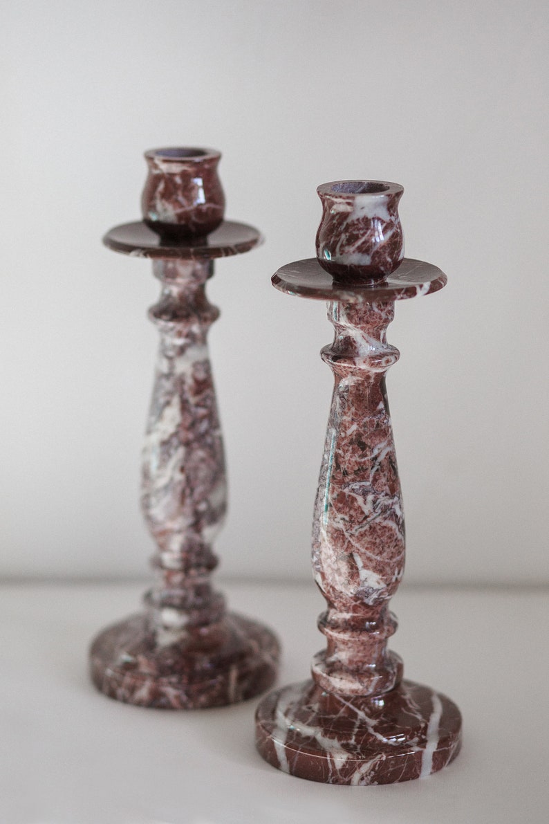 Marble Candlesticks, Vintage Candle Holder, Vintage Marble, Carved