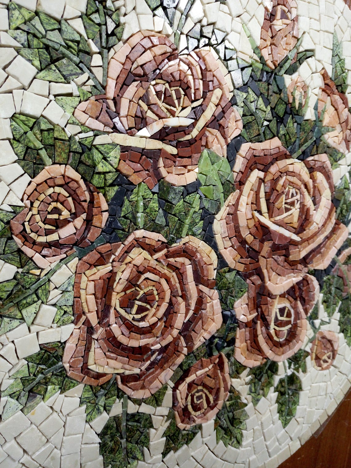 Mosaico Rosa Mosaico de mármol hecho a mano, rosas de mosaico, rosas de pintura ...