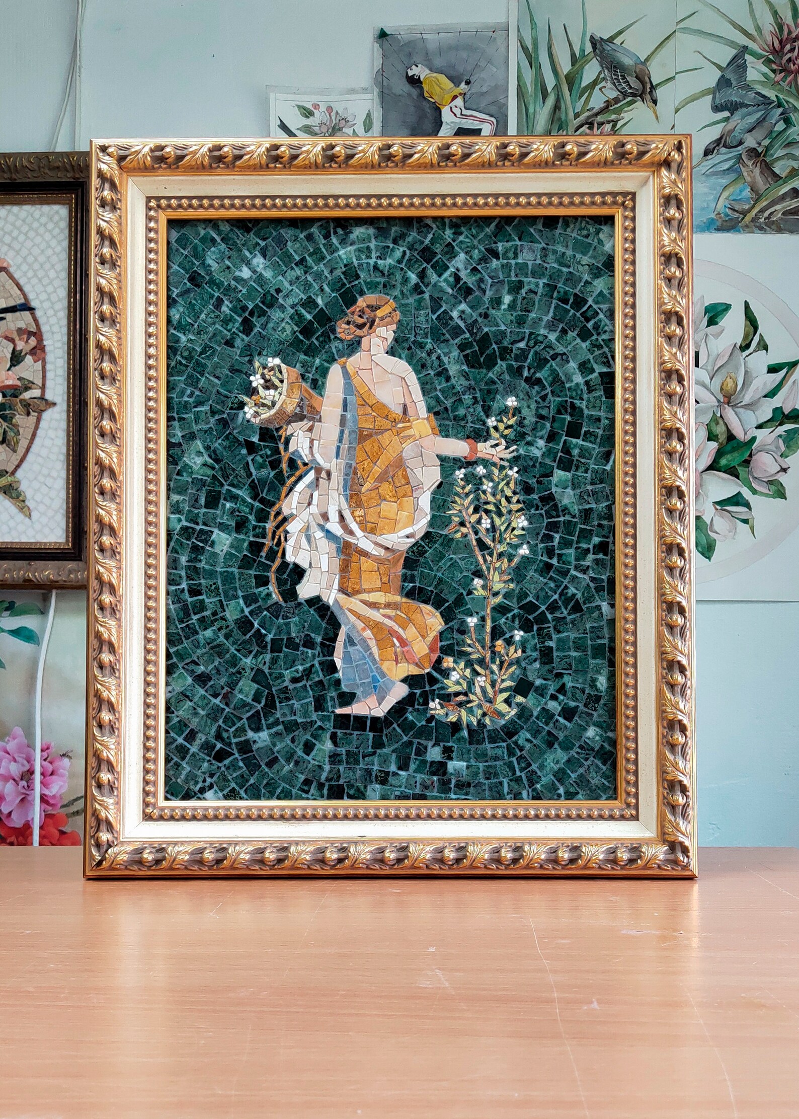Marble Mosaic Roman Fresco, Flora Goddess Tile Art - Etsy