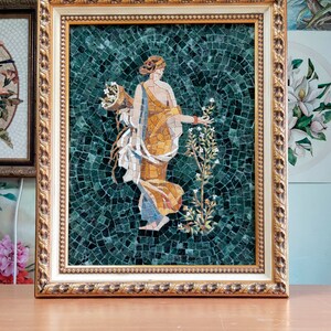 Marble Mosaic Roman Fresco, Flora Goddess Tile Art - Etsy