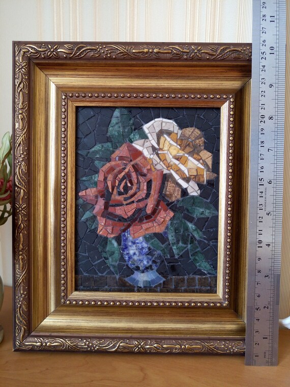 Marble Mosaic Roses Wall Art Roman Home 50