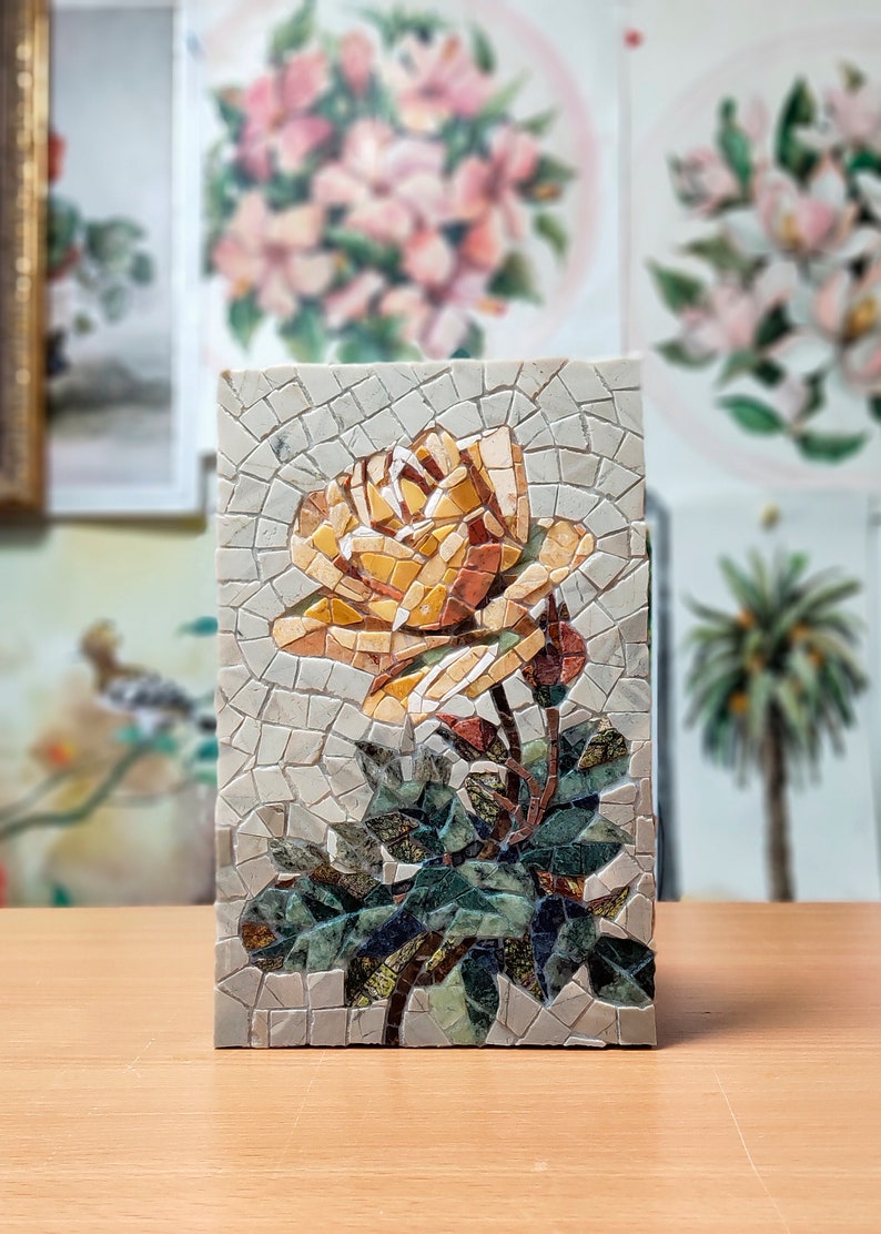 Mosaico Rosa Marmo Mosaico Fiore Mosaico Piastrelle Rosa Decorazione - Etsy Italia