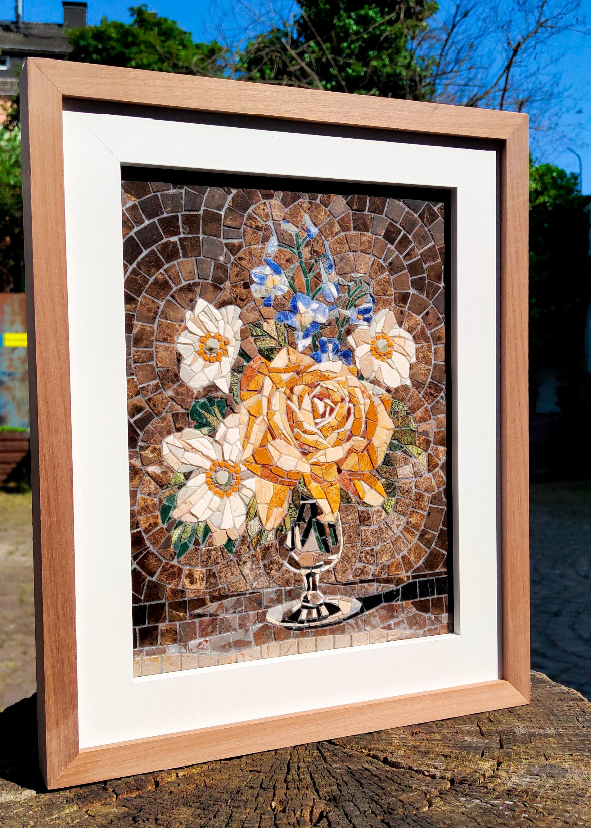 Handmade Marble Mosaic Flower Art, Baroque Rose Painting - Etsy