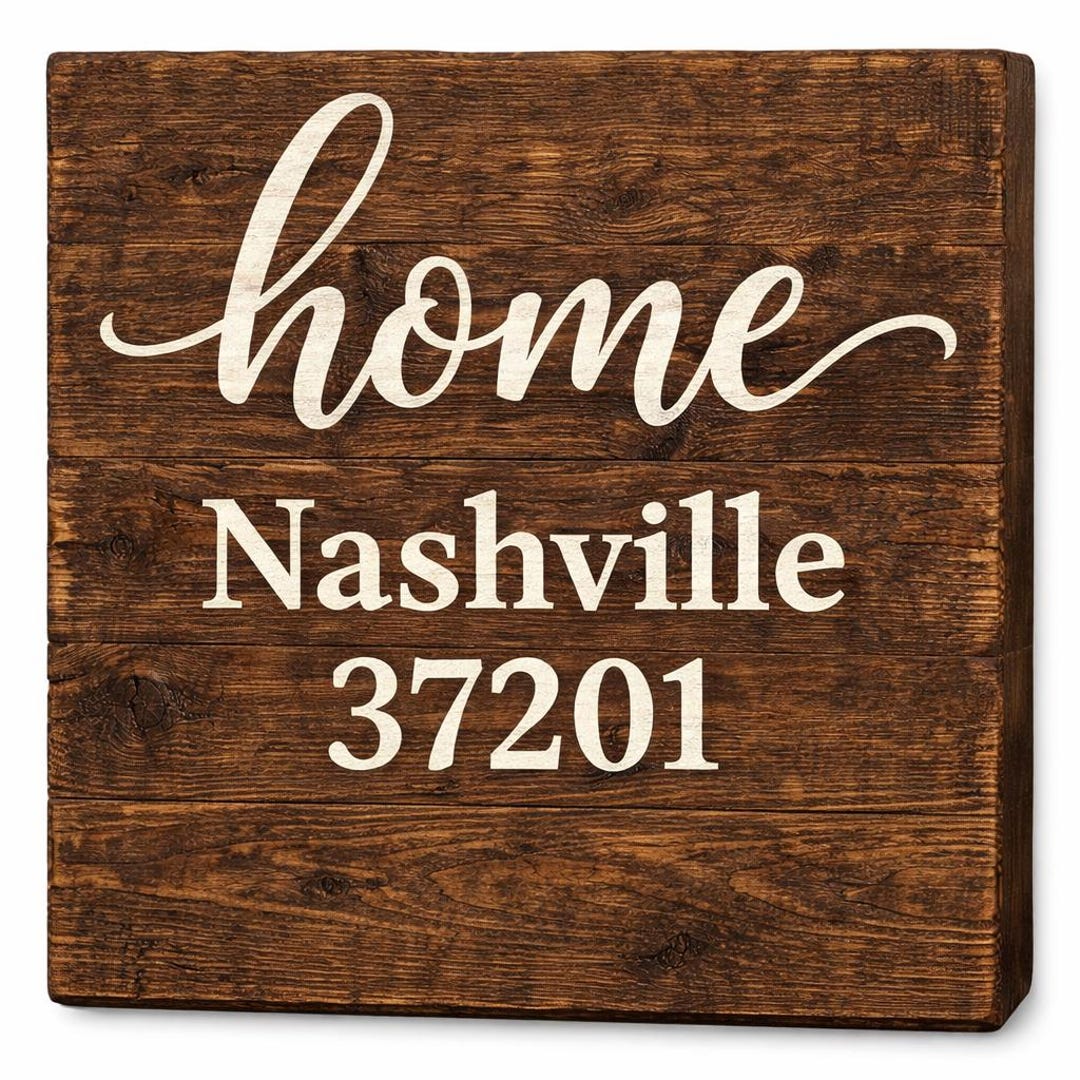 Personalized Home Wooden Sign | Custom City & Zip Code Sign | Rustic ...