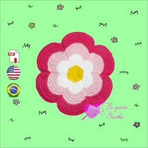 2D Blumen Häkelanleitung PDF ONLY, Babydecke, Tischdekoration, Teppich, Kissen, Tischset