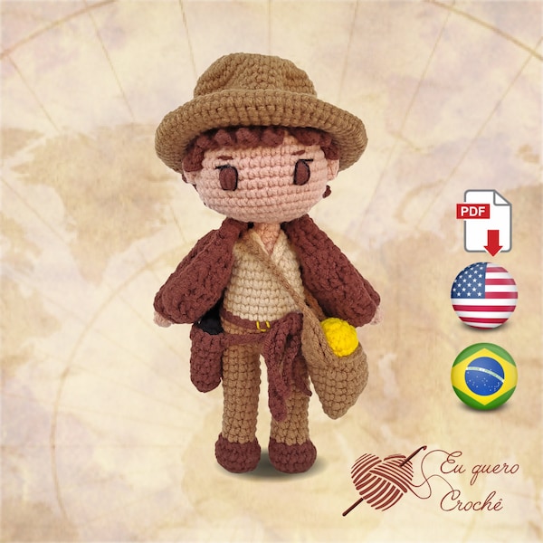 Indiana Jones amigurumi crochet pattern PDF