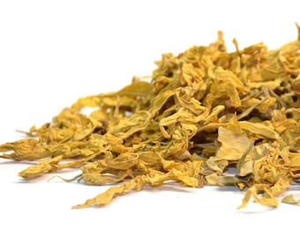 May include: A pile of dried yellow flower petals, likely for use in crafts or herbal remedies.