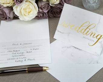 Marble Wedding Invitation, Wedding Invites, Reception Invitation, Simple Gold Invitation, Wedding Confetti Decor Reception Stationery