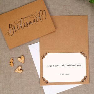 Hearts & Kraft Bridesmaid Card, Be My Bridesmaid, Rustic Kraft Paper Bridesmaid Proposal Card, Vintage Bridesmaid Proposal Decor Stationery