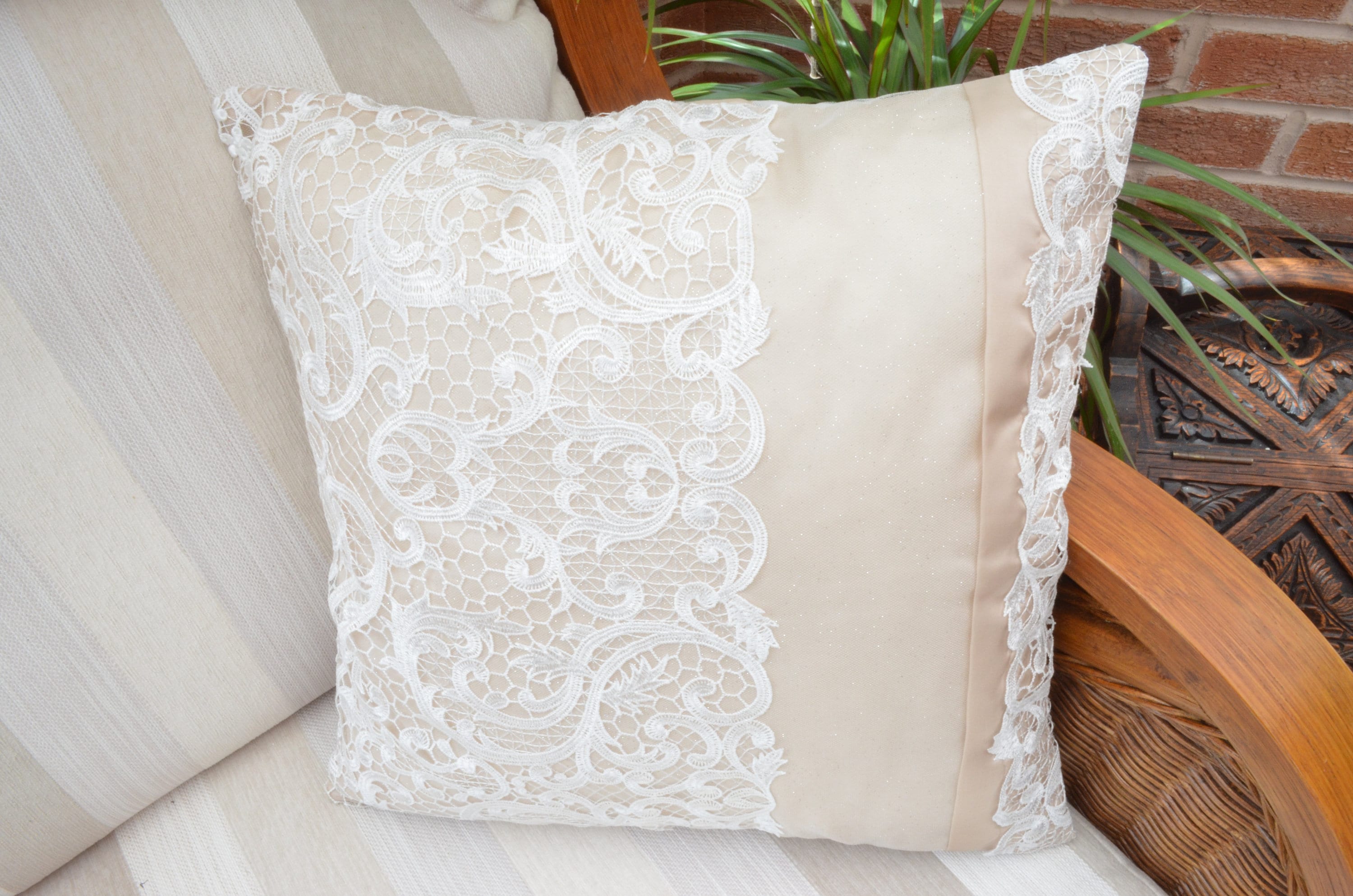 Ivory Lace Pillowcase Decorative Pillow Case Pillow Cover Etsy