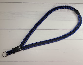 Black & Blue Paracord Lanyard with Breakaway Buckle