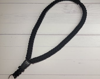 Black Lanyard for Keys, Paracord Lanyard Breakaway, Key Lanyard, Badge Holder, Paracord Lanyard Necklace, Lanyards and Badge Holders
