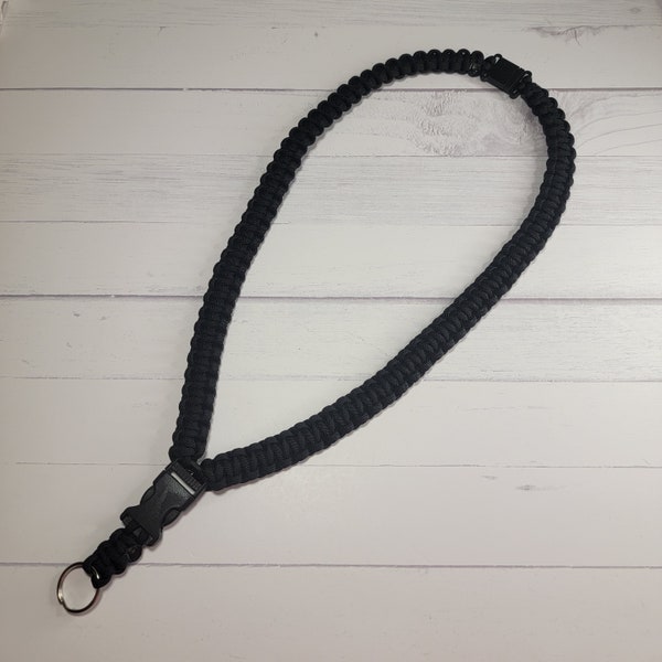 Black Lanyard for Keys, Paracord Lanyard Breakaway, Key Lanyard, Badge Holder, Paracord Lanyard Necklace, Lanyards and Badge Holders