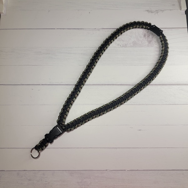 Camo Black Paracord Lanyard w/ Breakaway Buckle, Key Lanyard, Key Holder, Badge Holder, Badge Clip, Key Clip, Gifts for Hunters, Men's Gifts