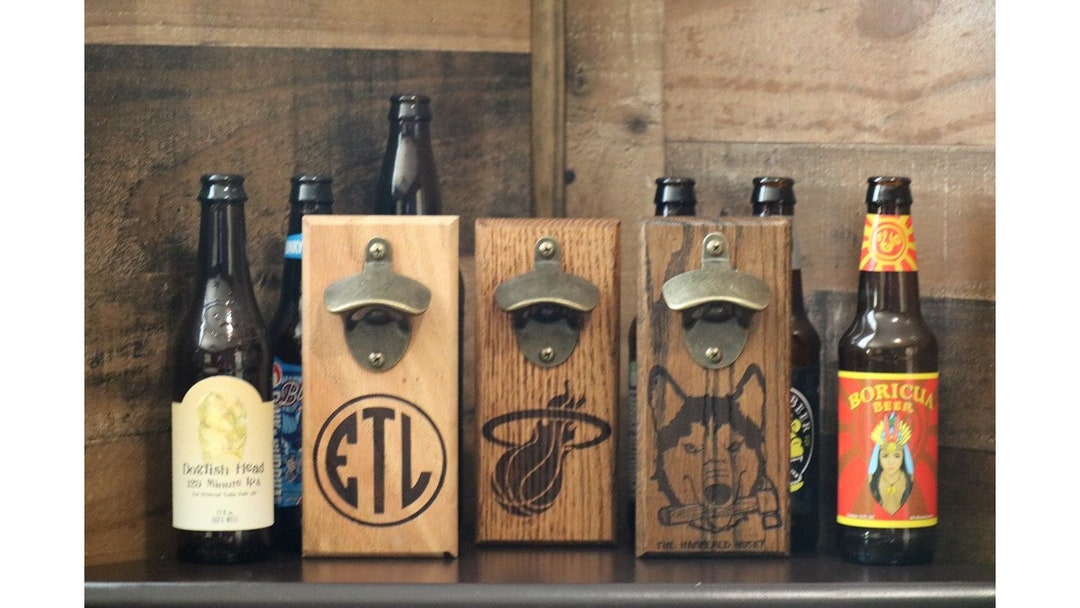 Custom Bottle Opener Engraved Cap Catcher Fridge