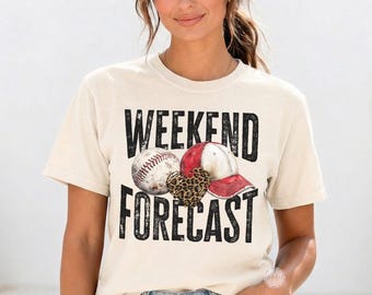 Weekend Forecast Baseball Mom Shirt, Leopard Game Day Tee, Comfort Colors Vintage Style