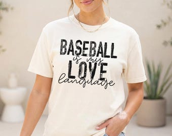 Baseball Love Language Shirt, Comfort Colors Game Day Tee, Vintage Baseball Mom