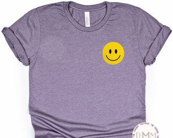 Smiley Face Shirt Pocket Size Design Happy Shirt For Her Positive Shirt Be Kind Unisex Graphic Tees Women Be Nice Shirt Smile Kindness Shirt
