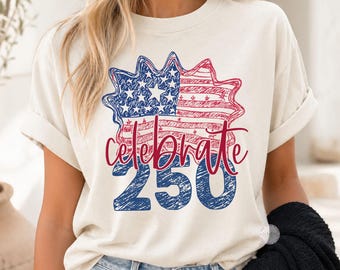 Celebrate 250 USA Flag Shirt, Vintage American Tee, Independence Day Outfit