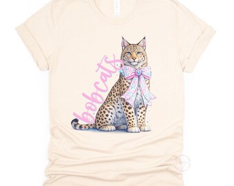 Watercolor Bobcats Mascot Shirt, Personalized Bobcat School Spirit Tee, Mom and Me Matching Shirts, Football Game Day, Cheer Spirit Wear