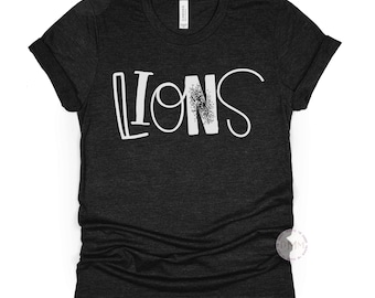 Lions Graphic Tee, Lions Mascot Spirit Shirt, Game Day TShirt