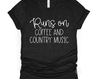 Fonctionne avec une chemise café et musique country, t-shirt concert country, t-shirt graphique western, chemise cow-girl, cadeau amateur de café, t-shirt country girl