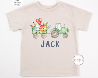 Personalized Tractor Back To School Shirt, Farm Boy Tee