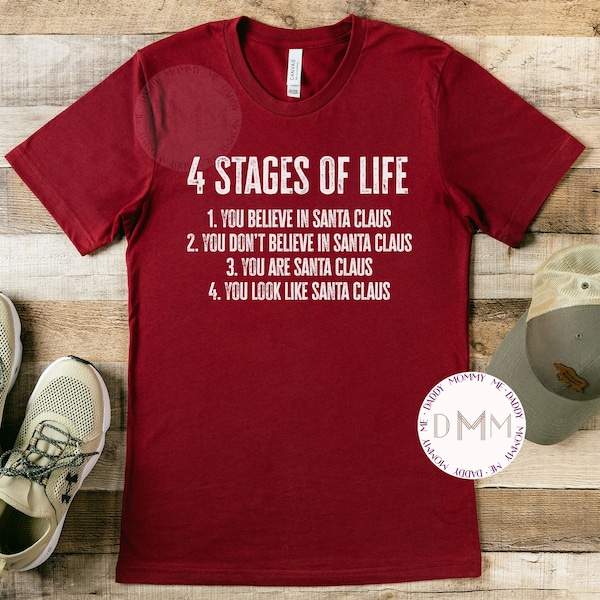 4 Stages Of Life Santa Claus Shirt, Funny Christmas Shirt, Sarcastic Christmas Shirt, Funny Dad Tee, Funny Santa Shirt, Christmas Dad Shirt