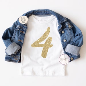 4th Birthday Shirt, 4 Glitter Birthday Shirt, Four Birthday Shirt, Toddler Birthday Shirt, 4th Birthday Party Shirt, Custom Age Birthday Tee