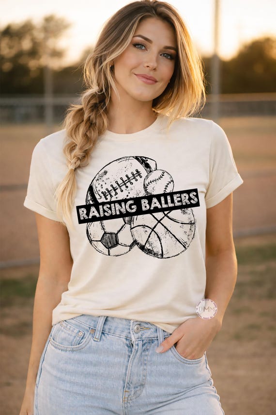 Raising Ballers Shirt, Sports Mom Tee, Baseball Football Basketball Game Day Apparel