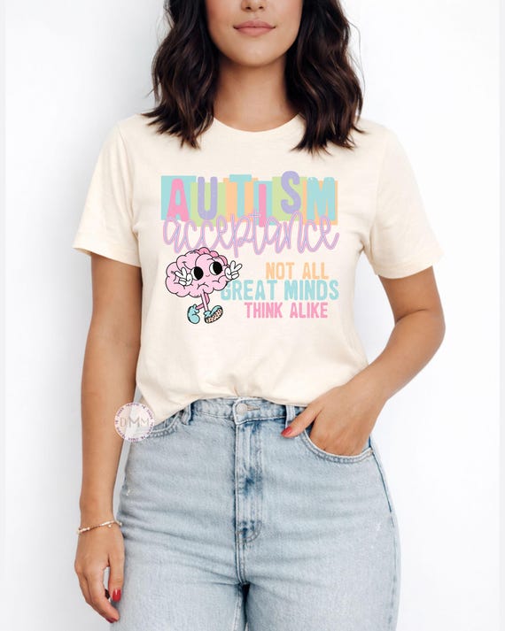 Autism Acceptance Shirt, Neurodiversity Tee, Not All Minds Think Alike Brain Graphic