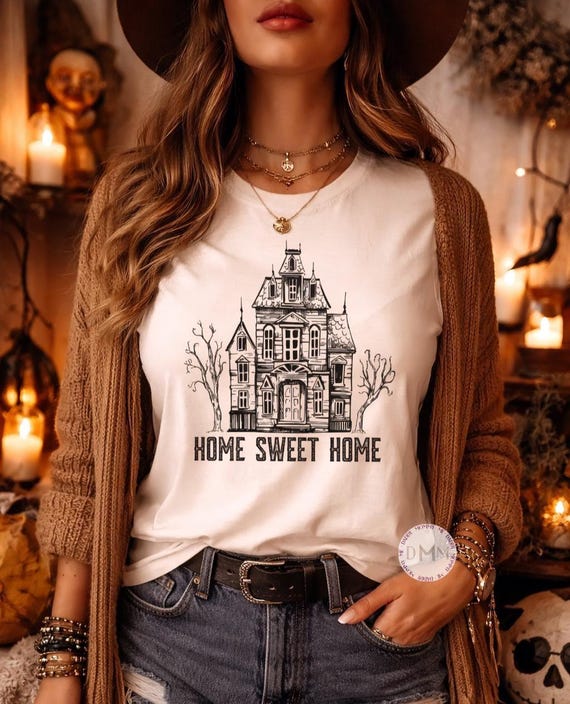 Haunted House “Home Sweet Home” Shirt, Halloween Graphic Tee