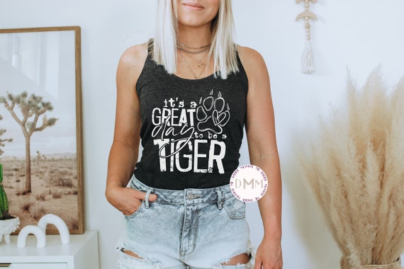 It's A Great Day To Be A Tiger Racerback Tank Top Tiger Sports Tank Top Cute Sports Tank Sports Mom Tank Top Tiger Spirit Tank Top Trendy