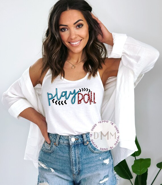 Play Ball Racerback Tank Top, Ladies Racerback Tank Top, Baseball Season Tank, Softball Season Tank, Baseball Mom, Softball Mom, Game Day