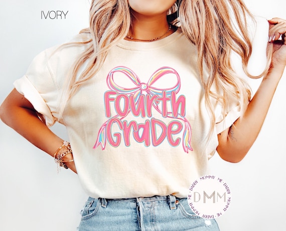 Comfort Colors Fourth Grade Teacher Shirt, Fourth Grade Coquette Shirt, 4th Grade Teacher Shirt, 4th Grade Coquette Shirt, Fourth Grade Bow