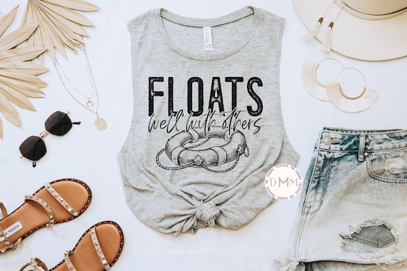 Floats Well With Others Muscle Tank Top Cute Summer Tank River Floating Top Float The River Tank Funny Summer Tank For Women Summer Tank Top