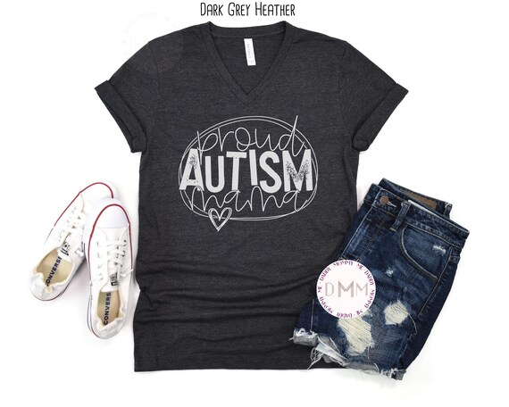 Proud Autism Mama V-Neck Shirt - Autism Awareness Tee
