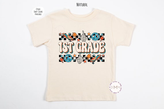1st Grade Shirt Checkered Skateboard First Grade Shirt Boys Back To School Shirt For Kids First Day Of School Shirt Boy Cool Shirts For Boys