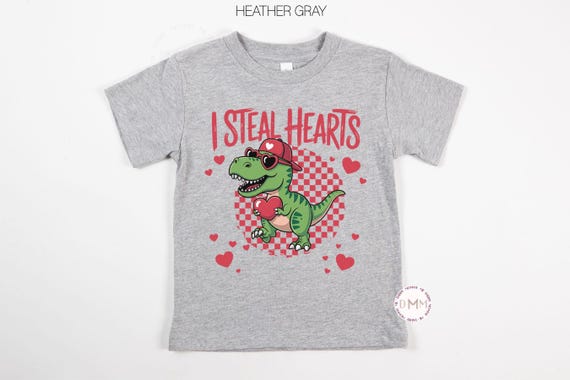 I Steal Hearts Dinosaur Shirt - Funny Valentines Day Shirt Toddler, Funny Dinosaur Kid Tee
