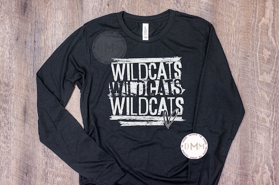 Wildcats Long Sleeve T Shirt Wildcats Grunge Long Sleeve Shirt Wildcats School Shirt Wildcats Mom Wildcats Football Wildcats Sports Shirt