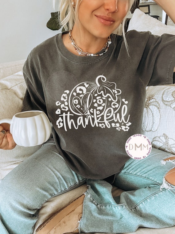 Thankful Pumpkin Shirt Comfort Colors Shirt Thankful Leopard Shirt Thanksgiving Shirt Unisex Graphic Tee Cute Thanksgiving Tee Thankful Tee
