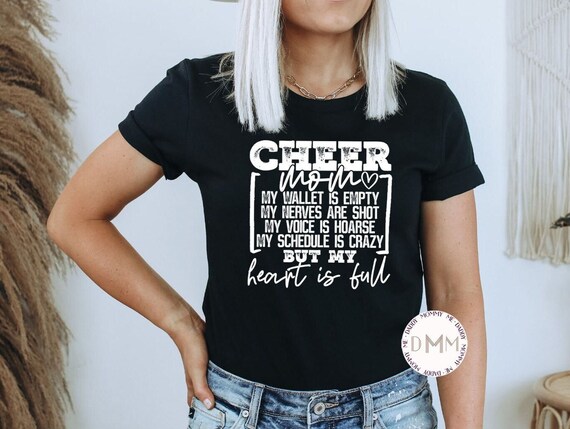 Cheer Mom Shirt Heart Is Full Shirt, Cheer Shirt For Mom, Cheer Mom Life Shirt, Cheer TShirt, Unisex Graphic Tee, Sarcastic Cheer Mom Shirt