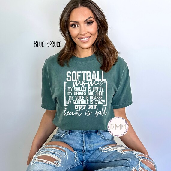 Comfort Colors Softball Mom Shirt, Heart Is Full Mom, Softball Shirts For Mom, Unisex Graphic Tee, Softball Mama, Game Day, Softball Tee