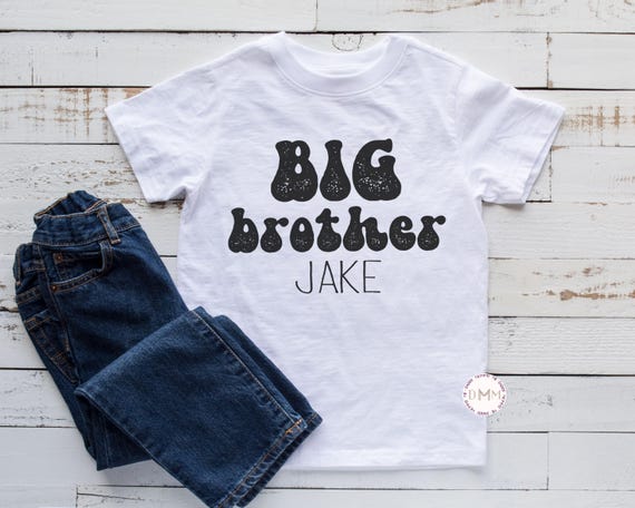 Personalized Big Brother Shirt, Custom Name Tee, Sibling Announcement, Retro Style