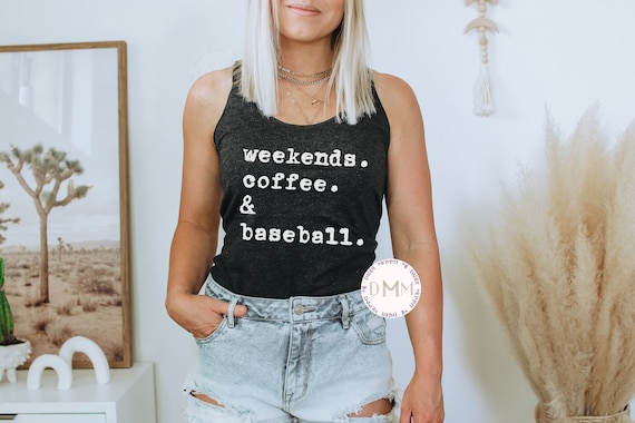 Weekends Coffee & Baseball Racerback Tank Top Baseball Mom Tank Top Cute Sports Tank Sports Mom Tank Top Baseball Tank Top Trendy Baseball