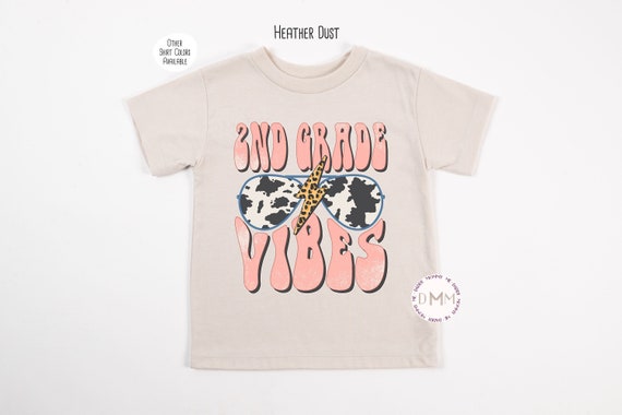 2nd Grade Vibes Retro Cow Print Sunglasses Shirt Second Grade Shirt Girl Back To School Shirt First Day Of School Shirt Girl Trendy Toddler